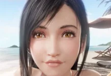 Plus chaude à la plage Hentai Tifa a la plage