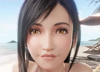 Plus chaude à la plage Hentai Tifa a la plage