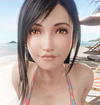 Plus chaude à la plage Hentai Tifa a la plage